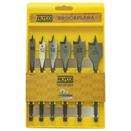 Juego De 6 o 15 Brocas Planas Con 3 tipos De Punta ALYCO - Estuche brocas madera plana - ALYCO