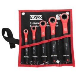 Juego De Llave De Carraca Aisladas VDE, Bolsa De Nylon ALYCO - Juego Llave combinada con carraca aislada - ALYCO