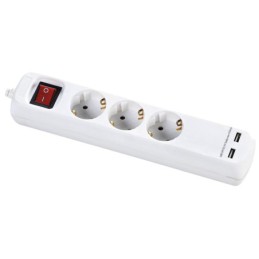 Base Múltiple Con Interruptor 3, 5 o 6 Enchufes Y 2 Usb, Cable 3X1,5 1,4 Metros ALYCO - Base múltiple con interruptor + USB - AL