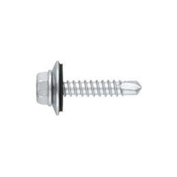 [CP ABE BIMETAL + ARVUL] Tornillo autotaladrante inoxidable bimetal con cabeza hexagonal. Tornillo con arandela vulcanizada d...