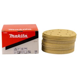 B-39344 Caja de lija 150mm G120 100pcs - Discos abrasivos 150 mm, 15 agujeros, pintura y barniz - MAKITA