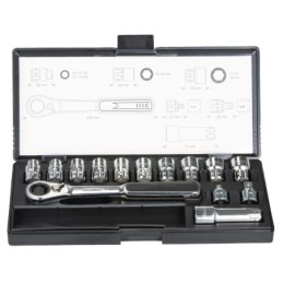 B-65595 Set llave de carraca pasante con vasos (14 pcs) 1/4” a 3/8” - Otra herramienta manual - MAKITA