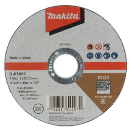 D-65953-10 Discos de corte de acero inox. 115x1,0x22 (10 pcs) - Discos de corte para metal - MAKITA